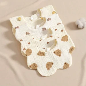 4Pcs Super Soft and Comfortable Baby Bibs, Suitable for Ages 0-3 Years Old, with Concealed Buttons, Washable - Machine Washable, Newborn Gauze Saliva Towels - Baby Waterproof Spit-Up Towels - Super Soft Autumn and Winter Bibs, Perfect Baby Shower Gifts for Babies.